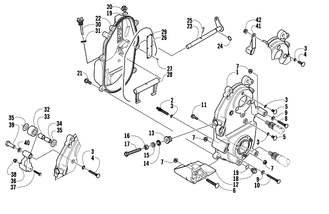 Parts Diagram for Arctic Cat 2005 BEARCAT WIDE TRACK SNOWMOBILE DROPCASE AND CHAIN TENSION ASSEMBLY
