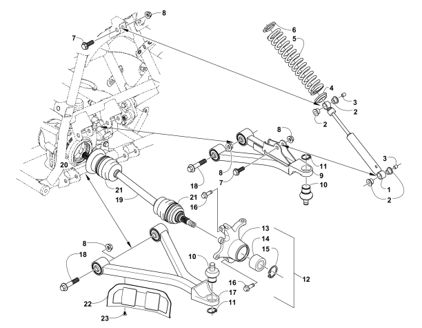 Parts Diagram for Arctic Cat 2005 300 ATV FRONT SUSPENSION ASSEMBLY