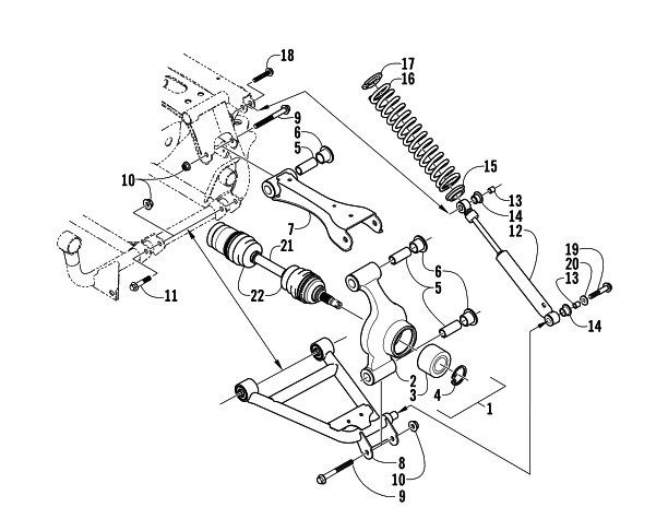 Parts Diagram for Arctic Cat 2005 250 2X4 ATV REAR SUSPENSION ASSEMBLY
