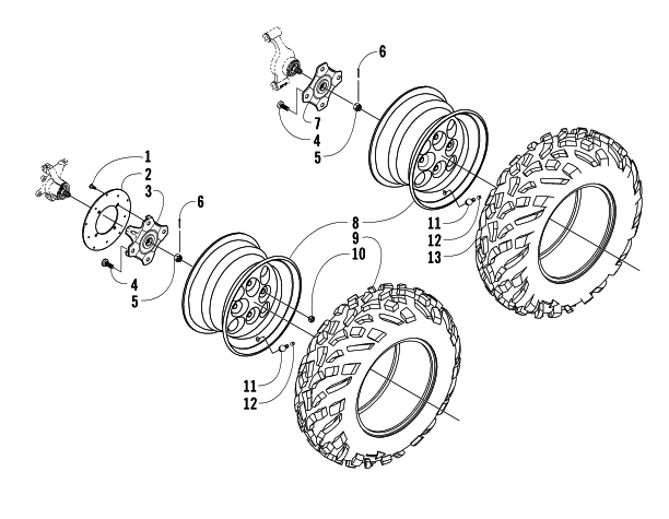 Parts Diagram for Arctic Cat 2005 250 4X4 ATV WHEEL AND TIRE ASSEMBLY