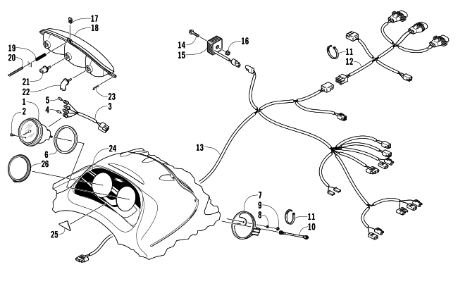 Parts Diagram for Arctic Cat 2005 Z 570 SNOWMOBILE HEADLIGHT, INSTRUMENTS, AND WIRING ASSEMBLIES