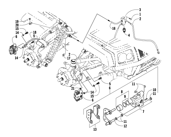 Parts Diagram for Arctic Cat 2005 300 ATV HYDRAULIC BRAKE ASSEMBLY