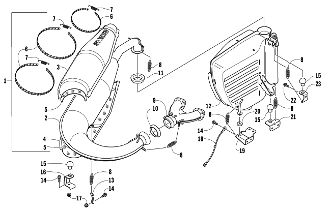 Parts Diagram for Arctic Cat 2005 Z 570 LX SNOWMOBILE EXHAUST ASSEMBLY