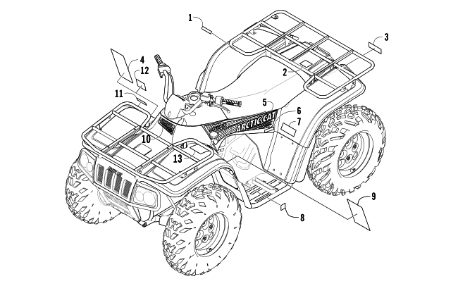 Parts Diagram for Arctic Cat 2005 250 4X4 ATV DECALS