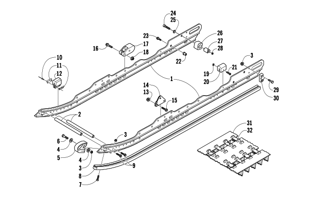 Parts Diagram for Arctic Cat 2007 PANTHER 370 SNOWMOBILE SLIDE RAIL AND TRACK ASSEMBLY