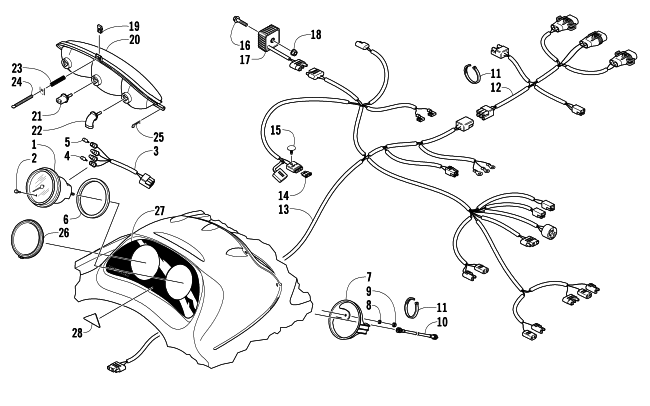 Parts Diagram for Arctic Cat 2005 PANTHER 570 SNOWMOBILE HEADLIGHT, INSTRUMENTS, AND WIRING ASSEMBLIES