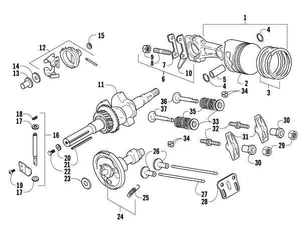 Parts Diagram for Arctic Cat 2007 AC 120 SNOWMOBILE PISTON AND CRANKSHAFT