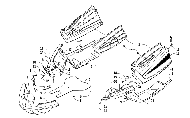 Parts Diagram for Arctic Cat 2005 M7 EFI 153 SNOWMOBILE BELLY PAN ASSEMBLY