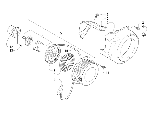 Parts Diagram for Arctic Cat 2003 ZR 120 SNOWMOBILE RECOIL STARTER