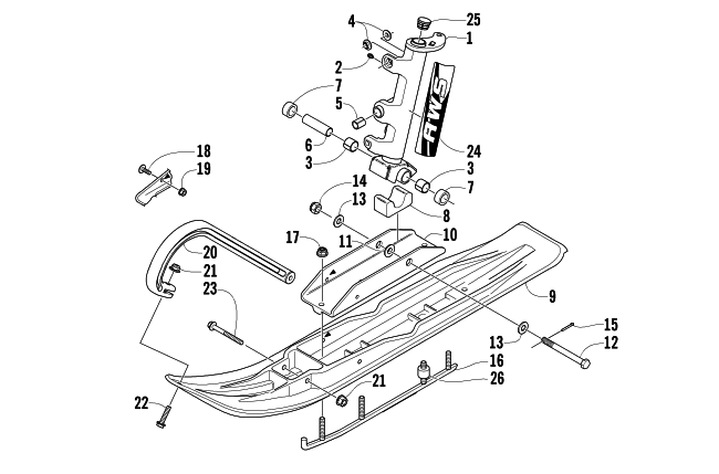 Parts Diagram for Arctic Cat 2005 BEARCAT 570 SNOWMOBILE SKI AND SPINDLE ASSEMBLY