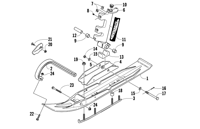 Parts Diagram for Arctic Cat 2005 PANTERA 550 (S2005PTCCAUSB) SNOWMOBILE SKI AND SPINDLE ASSEMBLY