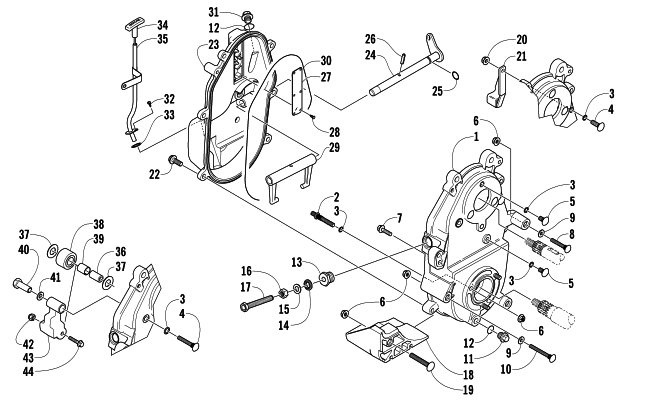 Parts Diagram for Arctic Cat 2005 PANTERA 550 (S2005PTCCAUSB) SNOWMOBILE DROPCASE AND CHAIN TENSION ASSEMBLY