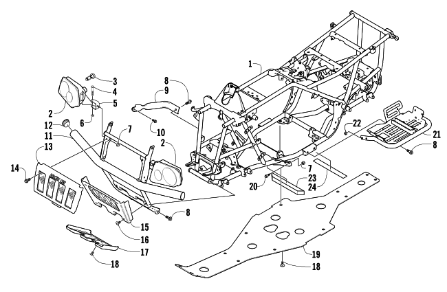 Parts Diagram for Arctic Cat 2005 400 AUTOMATIC TRANSMISSION 4X4 FIS ATV FRAME AND RELATED PARTS