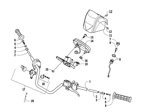Parts Diagram for Arctic Cat 2005 400 AUTOMATIC TRANSMISSION 4X4 FIS LE GM ATV HANDLEBAR ASSEMBLY