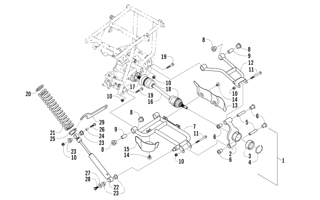 Parts Diagram for Arctic Cat 2005 400 AUTOMATIC TRANSMISSION 4X4 TBX ATV REAR SUSPENSION ASSEMBLY