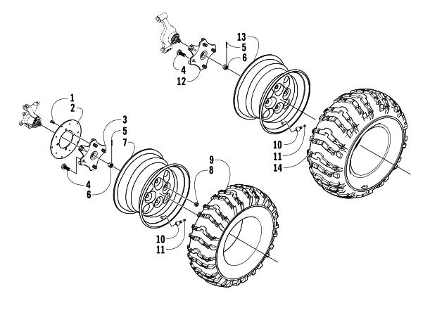 Parts Diagram for Arctic Cat 2005 400 AUTOMATIC TRANSMISSION 4X4 ATV WHEEL AND TIRE ASSEMBLY