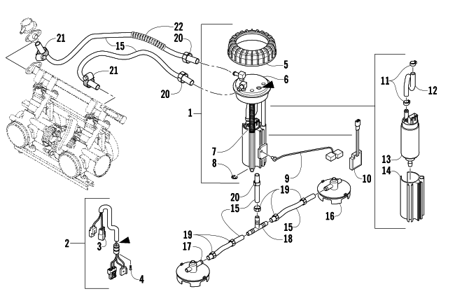 Parts Diagram for Arctic Cat 2005 PANTERA 600 EFI SNOWMOBILE FUEL PUMP ASSEMBLY