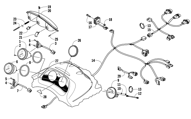 Parts Diagram for Arctic Cat 2005 KING CAT 900 EFI SNOWMOBILE HEADLIGHT, INSTRUMENTS, AND WIRING ASSEMBLIES