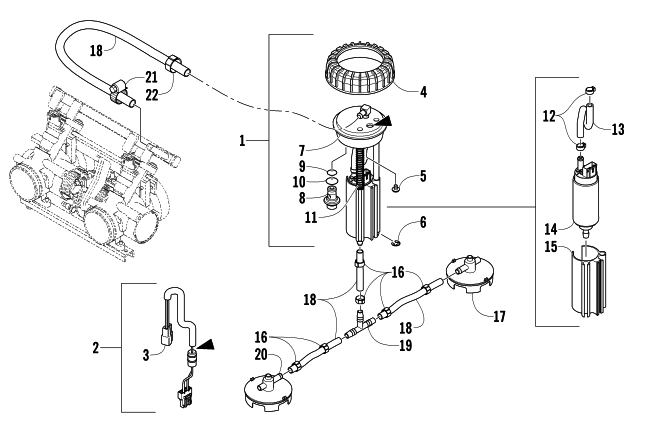 Parts Diagram for Arctic Cat 2005 ZR 900 EFI SNOWMOBILE FUEL PUMP ASSEMBLY