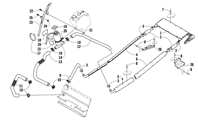 Parts Diagram for Arctic Cat 2006 KING CAT 900 EFI SNOWMOBILE COOLING ASSEMBLY