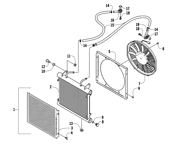 Parts Diagram for Arctic Cat 2005 400 AUTOMATIC TRANSMISSION 4X4 FIS LE ATV OIL COOLER ASSEMBLY