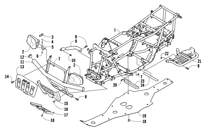 Parts Diagram for Arctic Cat 2005 400 MANUAL TRANSMISSION 4X4 FIS ATV FRAME AND RELATED PARTS