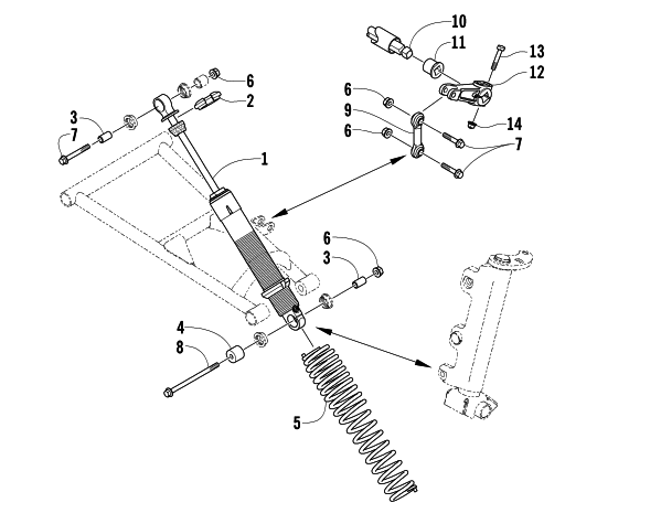 Parts Diagram for Arctic Cat 2005 ZR 900 EFI SNOWMOBILE SHOCK ABSORBER AND SWAY BAR ASSEMBLY