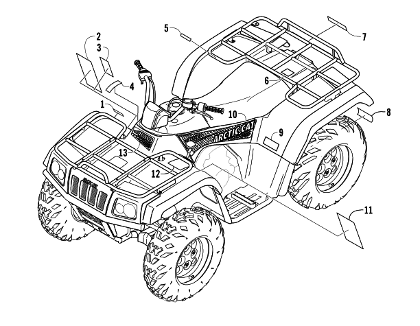 Parts Diagram for Arctic Cat 2005 400 AUTOMATIC TRANSMISSION 4X4 ATV DECALS