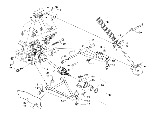 Parts Diagram for Arctic Cat 2005 650 V-2 4X4 FIS CA ATV FRONT SUSPENSION ASSEMBLY