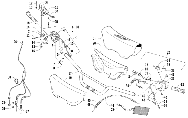 Parts Diagram for Arctic Cat 2005 Z 440 LX SNOWMOBILE HANDLEBAR AND CONTROLS