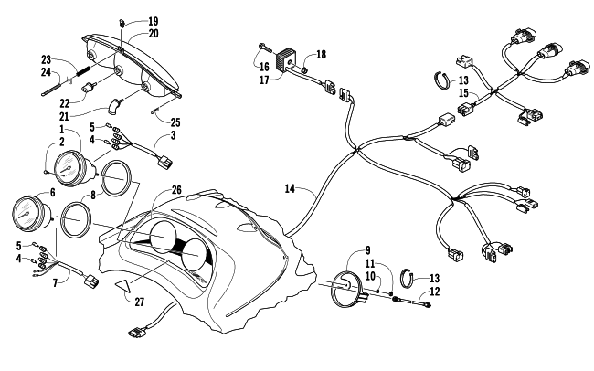 Parts Diagram for Arctic Cat 2005 ZR 900 EFI SNOWMOBILE HEADLIGHT, INSTRUMENTS, AND WIRING ASSEMBLIES