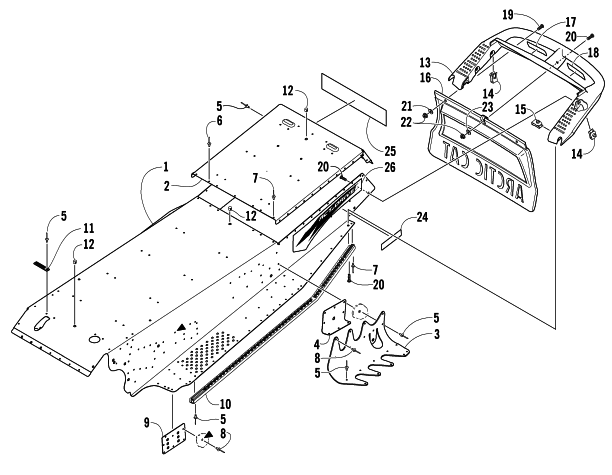 Parts Diagram for Arctic Cat 2005 ZR 900 SNOWMOBILE TUNNEL AND REAR BUMPER