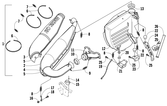 Parts Diagram for Arctic Cat 2005 ZR 900 EFI SNO PRO SNOWMOBILE EXHAUST ASSEMBLY