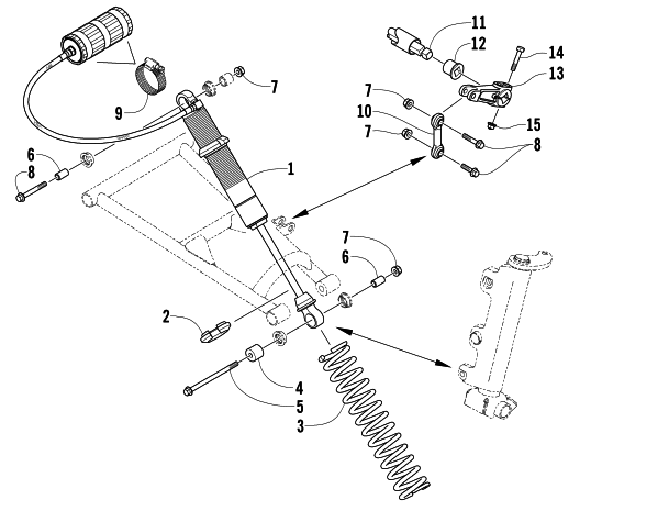 Parts Diagram for Arctic Cat 2005 ZR 900 SNO PRO SNOWMOBILE SHOCK ABSORBER AND SWAY BAR ASSEMBLY