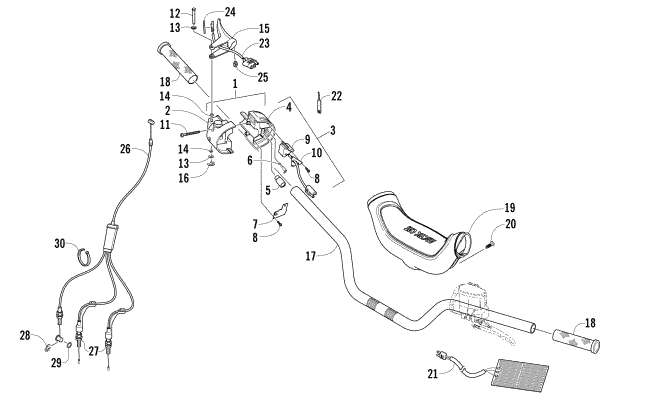 Parts Diagram for Arctic Cat 2005 PANTHER 570 SNOWMOBILE HANDLEBAR AND CONTROLS