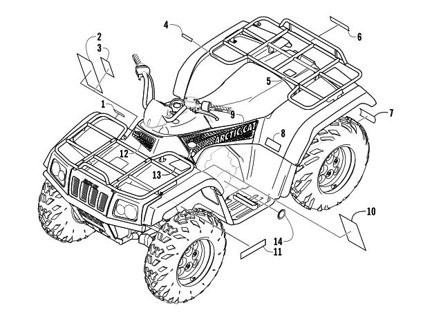 Parts Diagram for Arctic Cat 2005 400 MANUAL TRANSMISSION 4X4 VP ATV DECALS