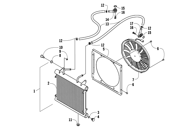 Parts Diagram for Arctic Cat 2006 400 AUTOMATIC TRANSMISSION 4X4 VP ATV OIL COOLER ASSEMBLY