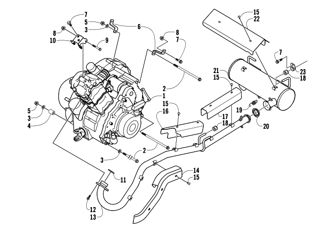 Parts Diagram for Arctic Cat 2005 500 AUTOMATIC TRANSMISSION 4X4 TRV ATV ENGINE AND EXHAUST