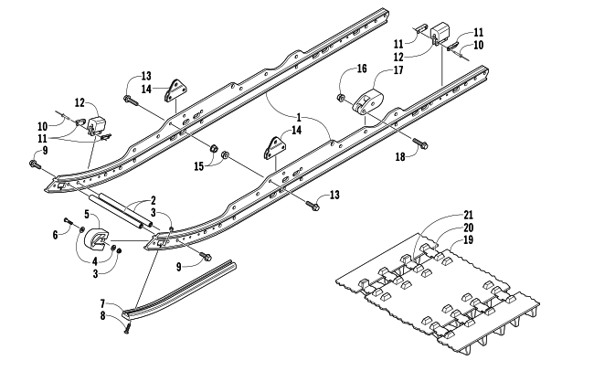 Parts Diagram for Arctic Cat 2005 BEARCAT WIDE TRACK SNOWMOBILE SLIDE RAIL AND TRACK ASSEMBLY