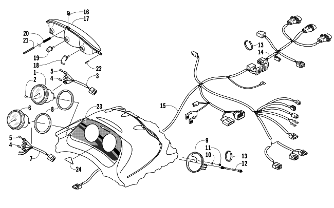 Parts Diagram for Arctic Cat 2005 BEARCAT WIDE TRACK SNOWMOBILE HEADLIGHT, INSTRUMENTS, AND WIRING ASSEMBLIES