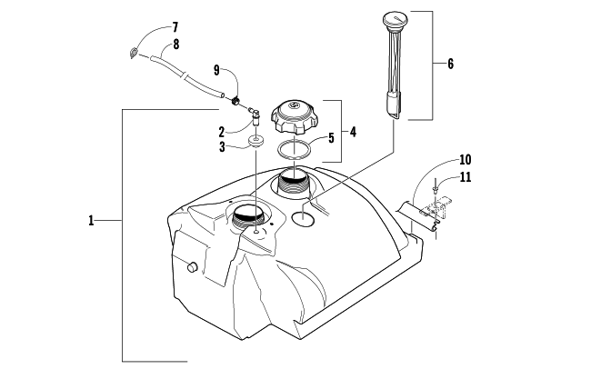Parts Diagram for Arctic Cat 2005 BEARCAT WIDE TRACK SNOWMOBILE GAS TANK ASSEMBLY