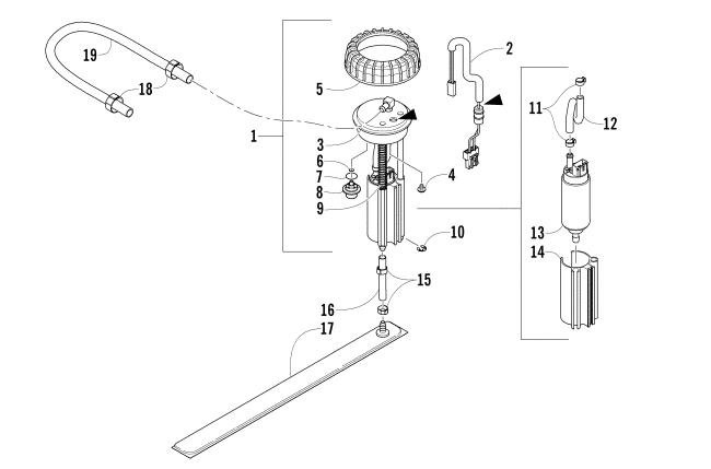 Parts Diagram for Arctic Cat 2008 BEARCAT WIDE TRACK SNOWMOBILE FUEL PUMP ASSEMBLY