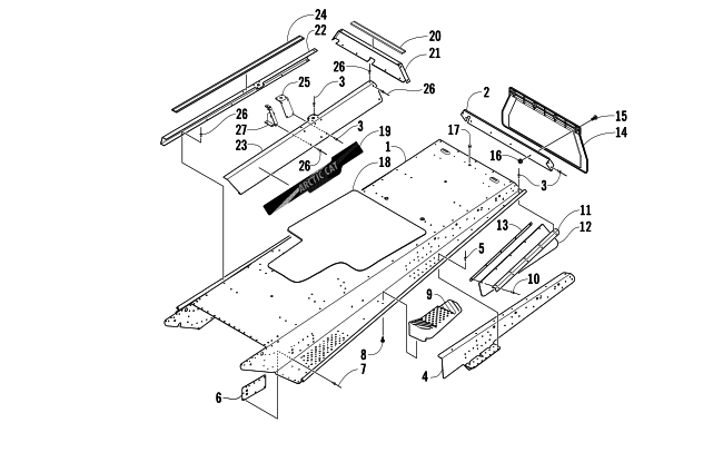 Parts Diagram for Arctic Cat 2005 BEARCAT WIDE TRACK SNOWMOBILE TUNNEL ASSEMBLY