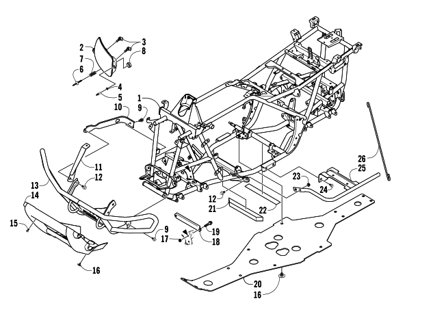 Parts Diagram for Arctic Cat 2005 500 MANUAL TRANSMISSION 4X4 FIS ATV FRAME AND RELATED PARTS