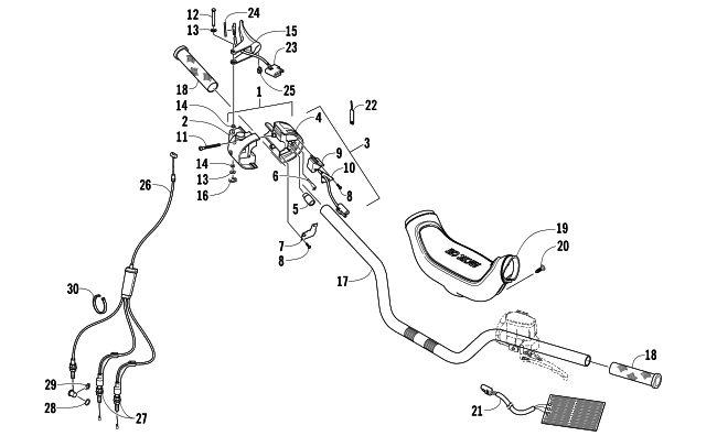 Parts Diagram for Arctic Cat 2005 PANTERA 550 (S2005PTCCAUSB) SNOWMOBILE HANDLEBAR AND CONTROLS