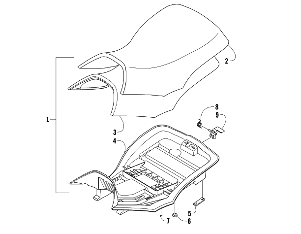 Parts Diagram for Arctic Cat 2007 500 AUTOMATIC TRANSMISSION 4X4 FIS ATV SEAT ASSEMBLY