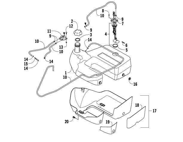 Parts Diagram for Arctic Cat 2005 500 AUTOMATIC TRANSMISSION 4X4 FIS ATV GAS TANK ASSEMBLY