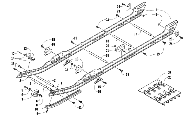 Parts Diagram for Arctic Cat 2005 KING CAT 900 SNOWMOBILE SLIDE RAIL AND TRACK ASSEMBLY