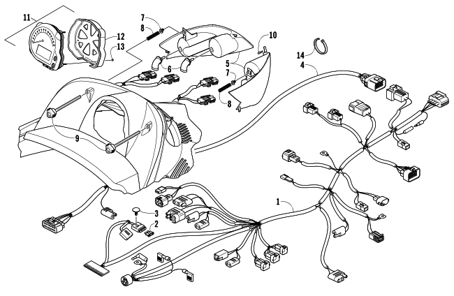 Parts Diagram for Arctic Cat 2005 SABERCAT 600 EFI LX SNOWMOBILE HEADLIGHT, INSTRUMENTS, AND WIRING ASSEMBLIES