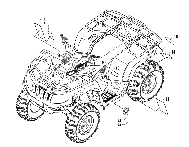 Parts Diagram for Arctic Cat 2005 500 MANUAL TRANSMISSION 4X4 FIS ATV DECALS